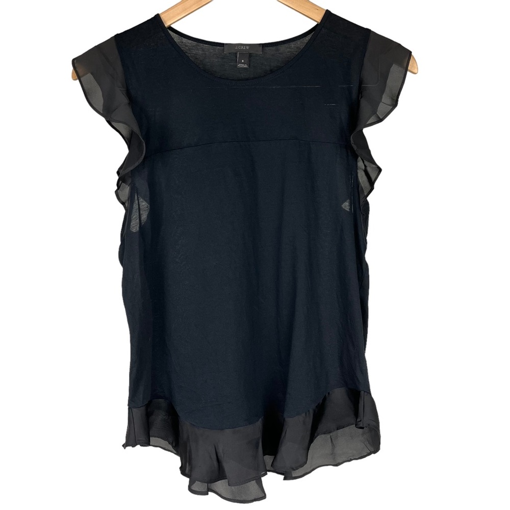 J. Crew Pleated Ruffle Sleeves and Hem Blouse